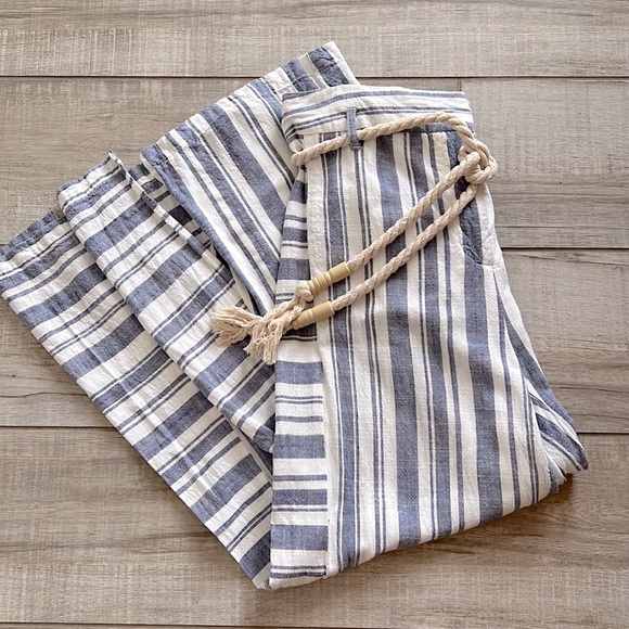 For The Republic Pants - For the Republic blue/white striped wide leg pants.